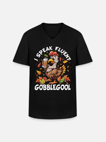 Gobblegool Dinde Thanksgiving - T-shirt col V Homme - noir
