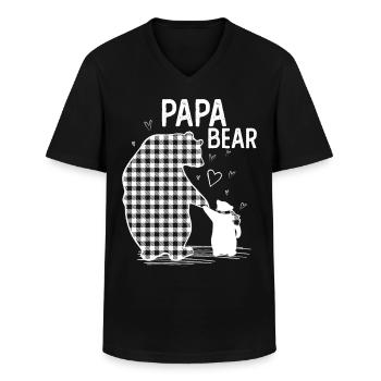 Papa Bear - Männer-T-Shirt mit V-Ausschnitt - Schwarz - Vorne - AI Model Male 178 dark (178cm)