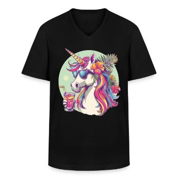 Colorful Refreshing Cocktail Unicorn - Men's V-Neck T-Shirt - black - Front - AI Model Male 178 dark (178cm)