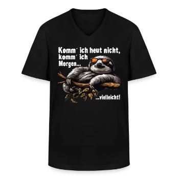 Sloth Office Work Colleague Funny - Men's V-Neck T-Shirt - black - Front - AI Model Male 178 dark (178cm)