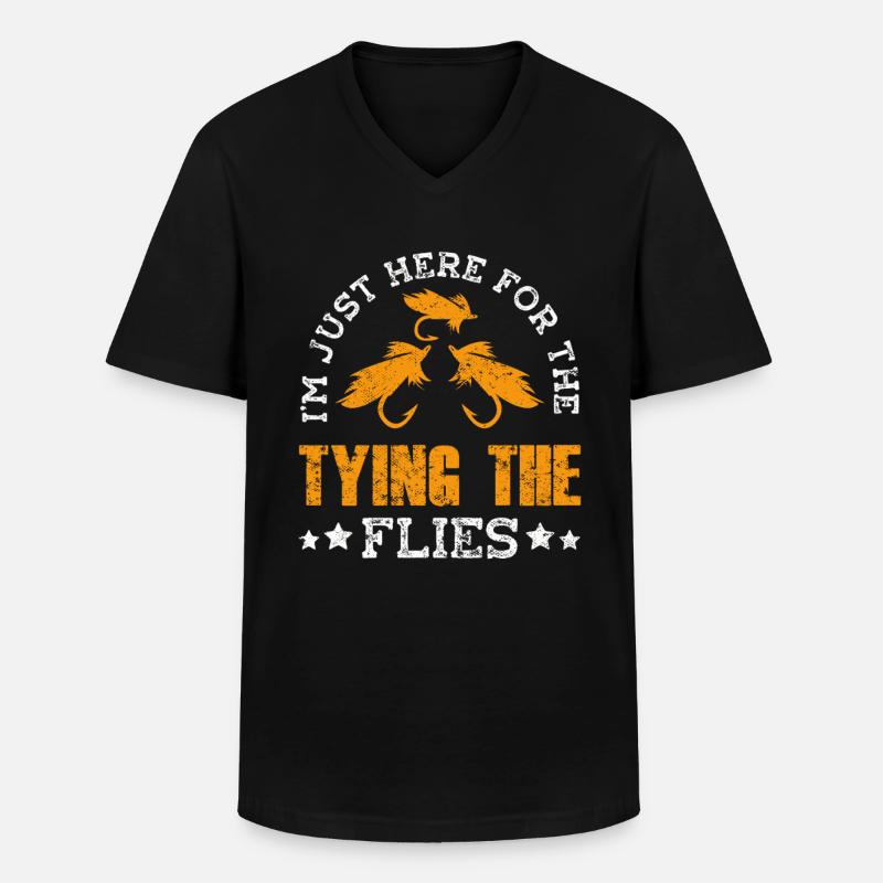 Fliegenbinden Fliegenfischen - Männer-T-Shirt mit V-Ausschnitt - Schwarz