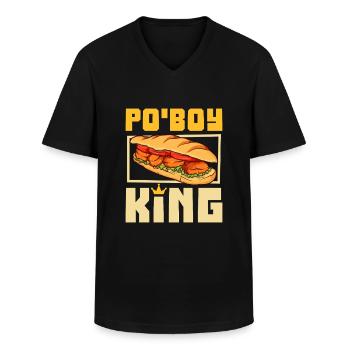 Po' Boy King - Männer-T-Shirt mit V-Ausschnitt - Schwarz - Vorne - AI Model Male 178 dark (178cm)