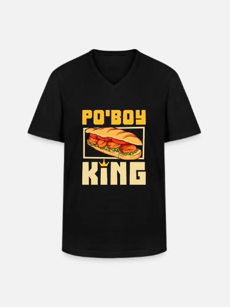Po' Boy King - Men's V-Neck T-Shirt - black