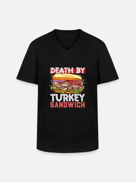 Death by Turkey Sandwich - Men's V-Neck T-Shirt - black