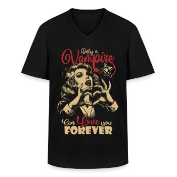 Only a Vampire can love you forever - Männer-T-Shirt mit V-Ausschnitt - Schwarz - Vorne - AI Model Male 178 dark (178cm)
