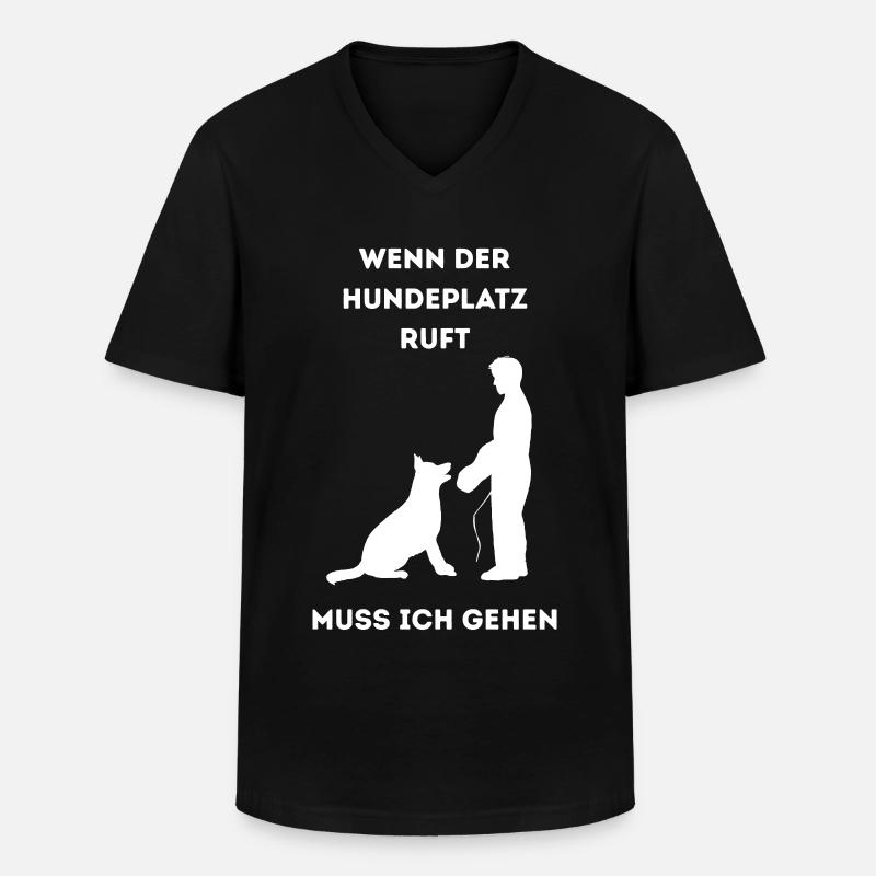 Wenn_der_Hundeplatz_ruft- - Männer-T-Shirt mit V-Ausschnitt - Schwarz
