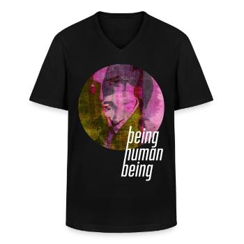 ThinkBick_being_human_being_2026_4 - Männer-T-Shirt mit V-Ausschnitt - Schwarz - Vorne - AI Model Male 178 dark (178cm)