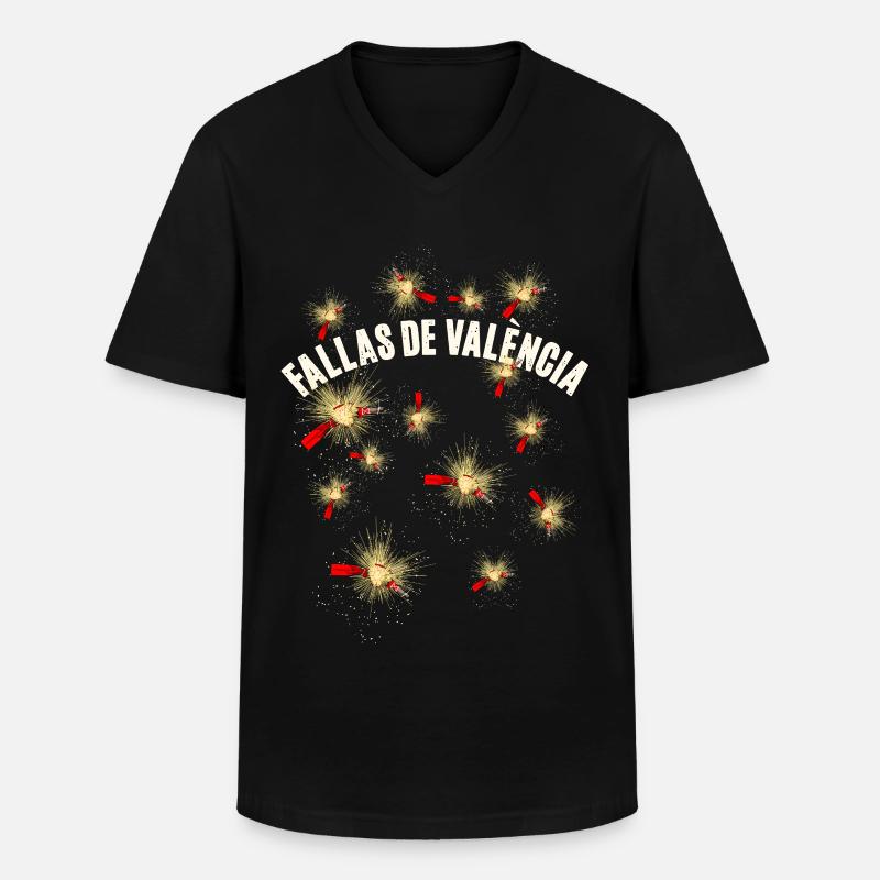 Fallas De Valencia Pyro Feuerwerk - Männer-T-Shirt mit V-Ausschnitt - Schwarz