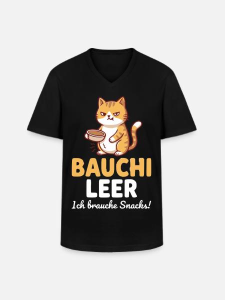 Bauchi leer Katze mit Kaffee - Männer-T-Shirt mit V-Ausschnitt - Schwarz