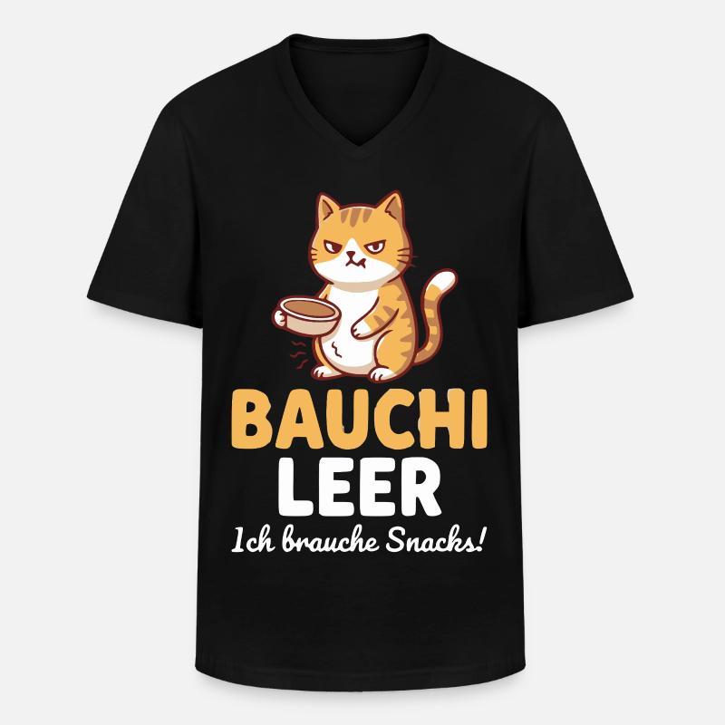 Bauchi leer Katze mit Kaffee - Männer-T-Shirt mit V-Ausschnitt - Schwarz