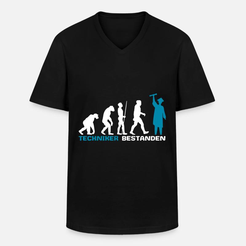 Techniker Abschluss Prüfung Bestanden Evolution - Männer-T-Shirt mit V-Ausschnitt - Schwarz