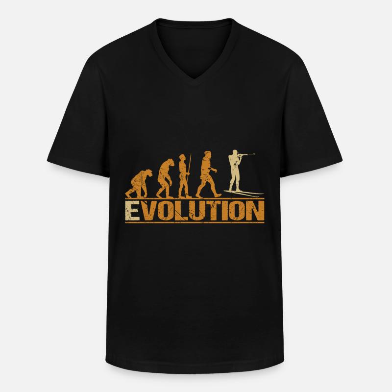 Biathlon Schießen Evolution - Männer-T-Shirt mit V-Ausschnitt - Schwarz