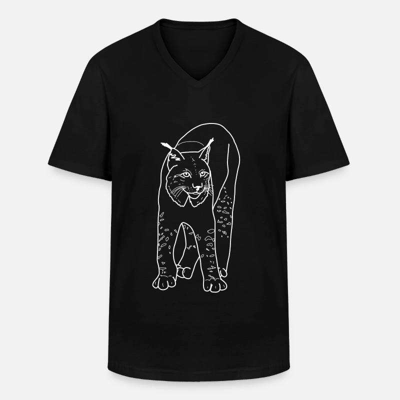 Luchs - Männer-T-Shirt mit V-Ausschnitt - Schwarz