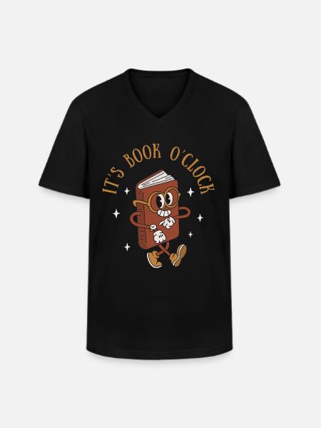 It's Book O'clock - Men's V-Neck T-Shirt - black