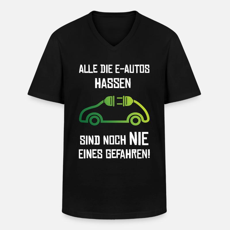 Elektroauto E-Auto Strom - Männer-T-Shirt mit V-Ausschnitt - Schwarz