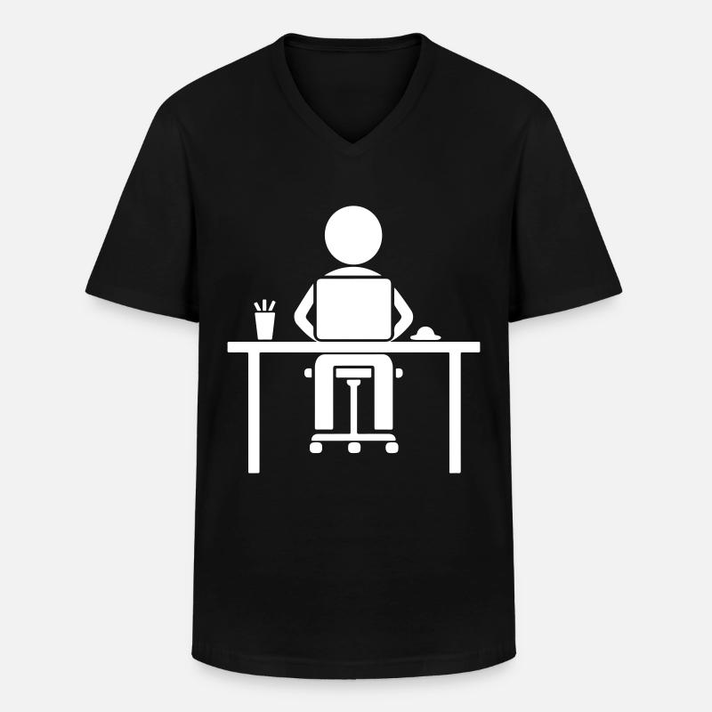 Arbeiter Computer Job - Männer-T-Shirt mit V-Ausschnitt - Schwarz
