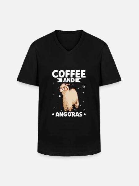Kaffee und Angoraziege - Männer-T-Shirt mit V-Ausschnitt - Schwarz