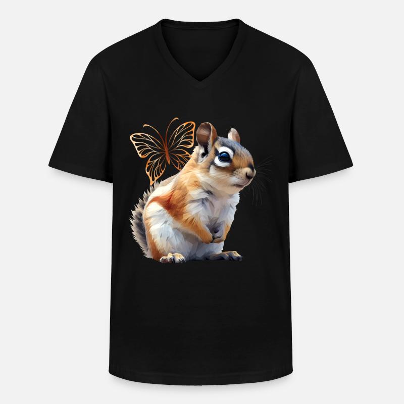 Flying Squirrel - Men's V-Neck T-Shirt - black