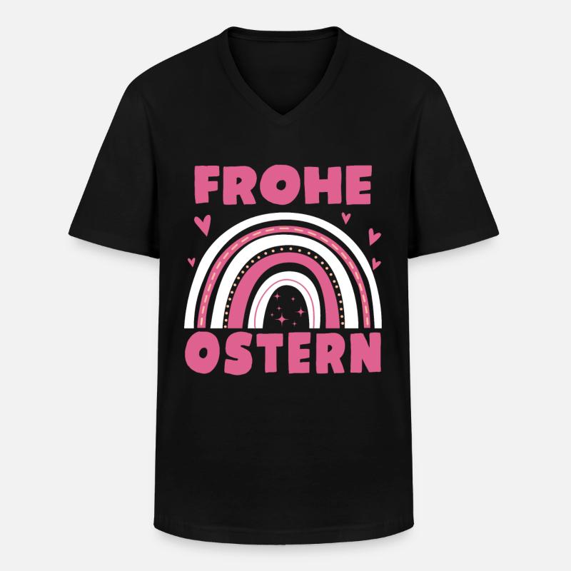 Frohe Ostern Süßer Regenbogen - Männer-T-Shirt mit V-Ausschnitt - Schwarz