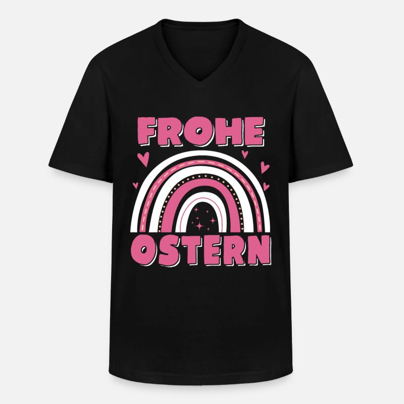 Frohe Ostern Regenbogen - Männer-T-Shirt mit V-Ausschnitt - Schwarz