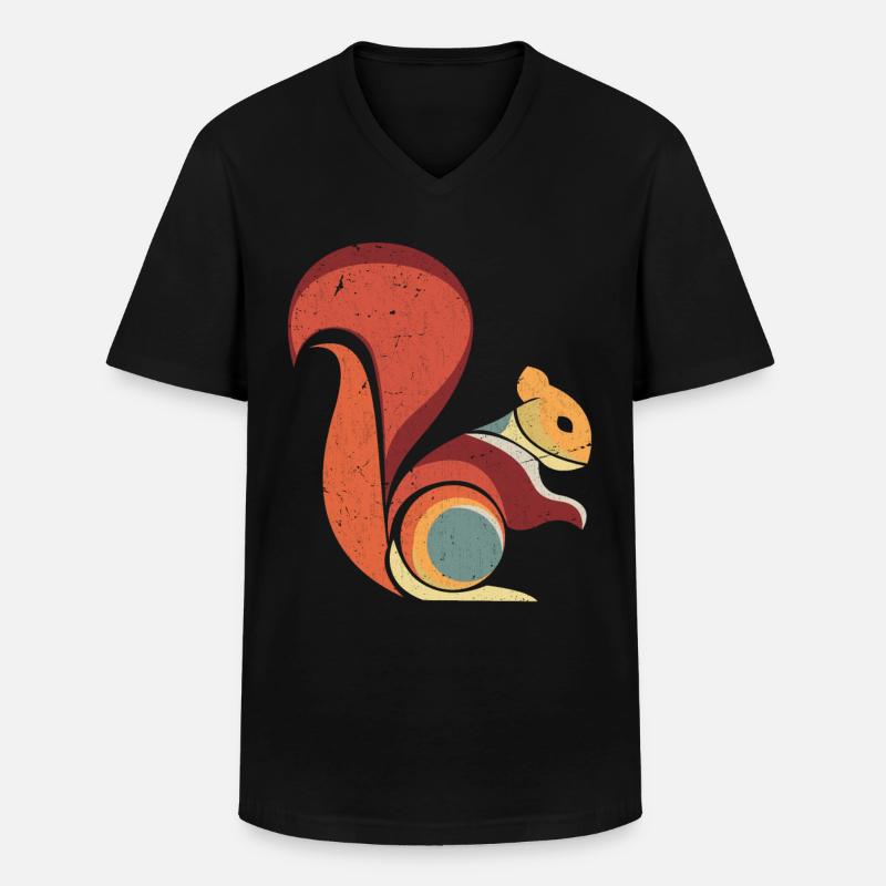 Retro Eichhörnchen Nagetier Tier - Männer-T-Shirt mit V-Ausschnitt - Schwarz