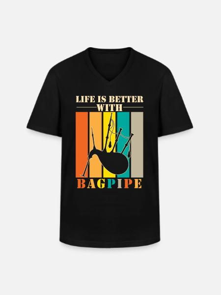 Bagpipe musician musical instrument - Men's V-Neck T-Shirt - black