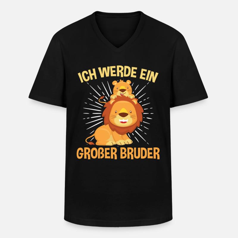 Löwe Großer Bruder - Männer-T-Shirt mit V-Ausschnitt - Schwarz
