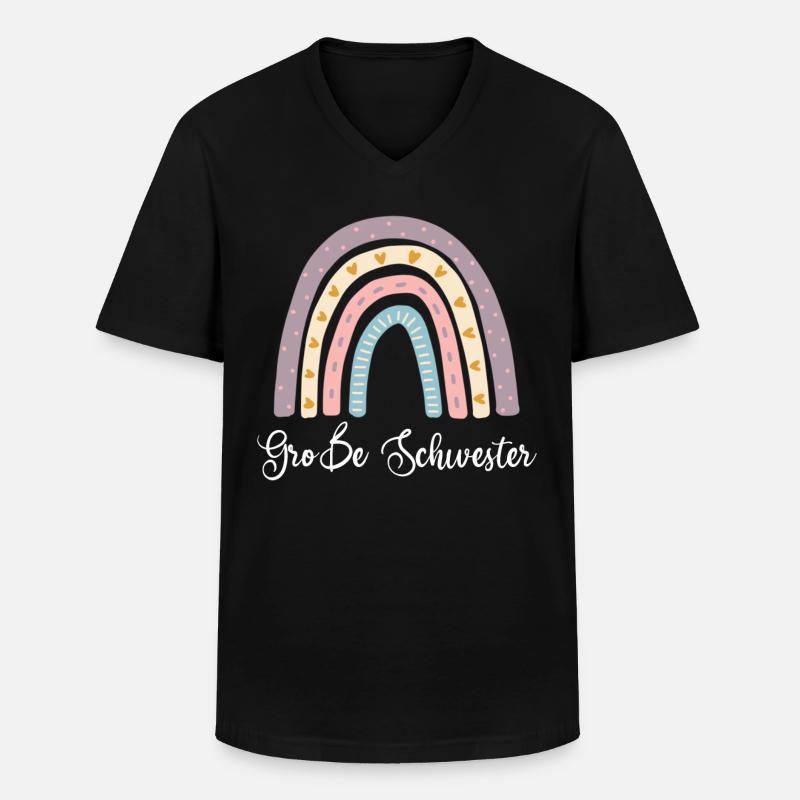 Große Schwester Regenbogen - Männer-T-Shirt mit V-Ausschnitt - Schwarz