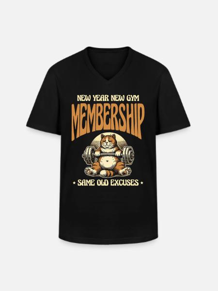 Nouvelle année, nouvelle adhésion, vieilles excuses - T-shirt col V Homme - noir