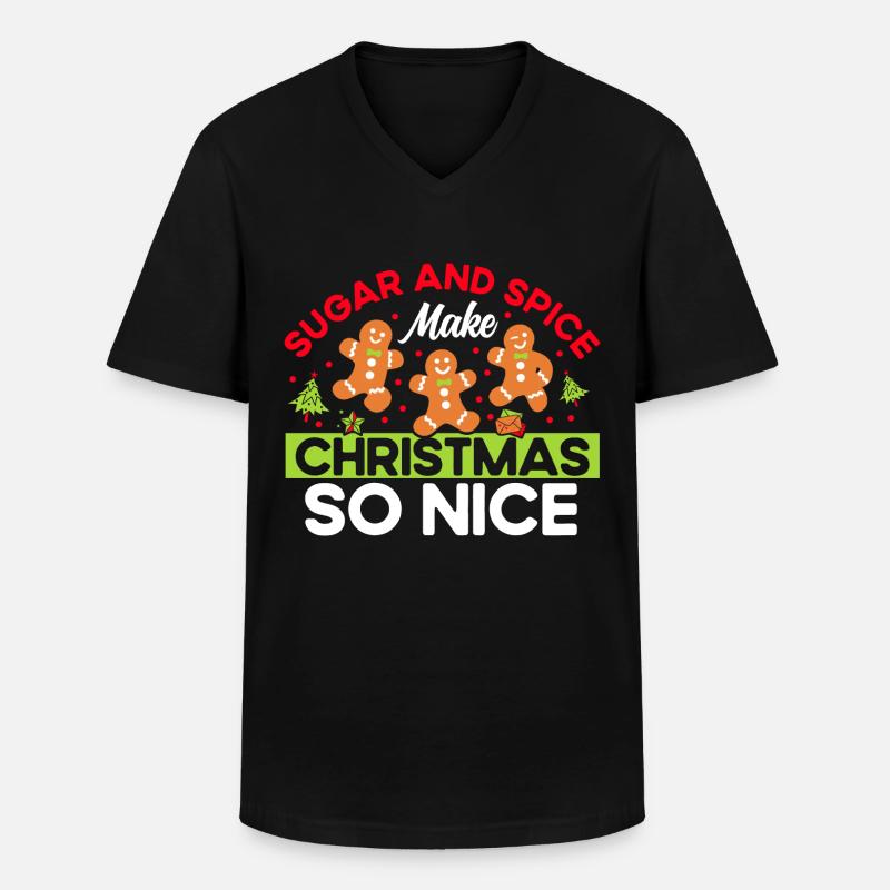 Plätzchen backen Weihnachtsbäckerei Lebkuchen Gesc - Männer-T-Shirt mit V-Ausschnitt - Schwarz
