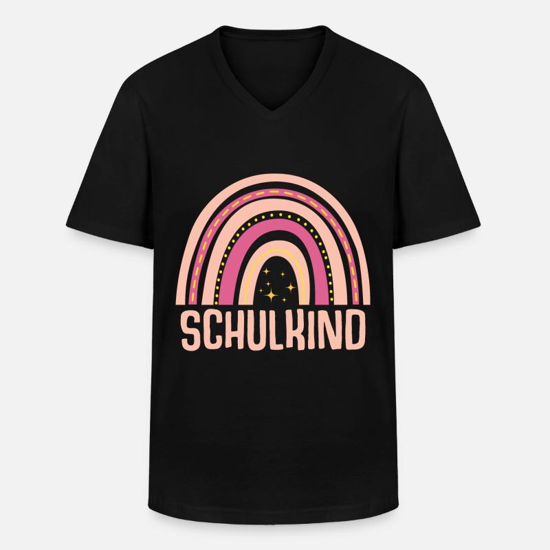 Regenbogen Schulkind Schulanfang Mädchen - Männer-T-Shirt mit V-Ausschnitt - Schwarz