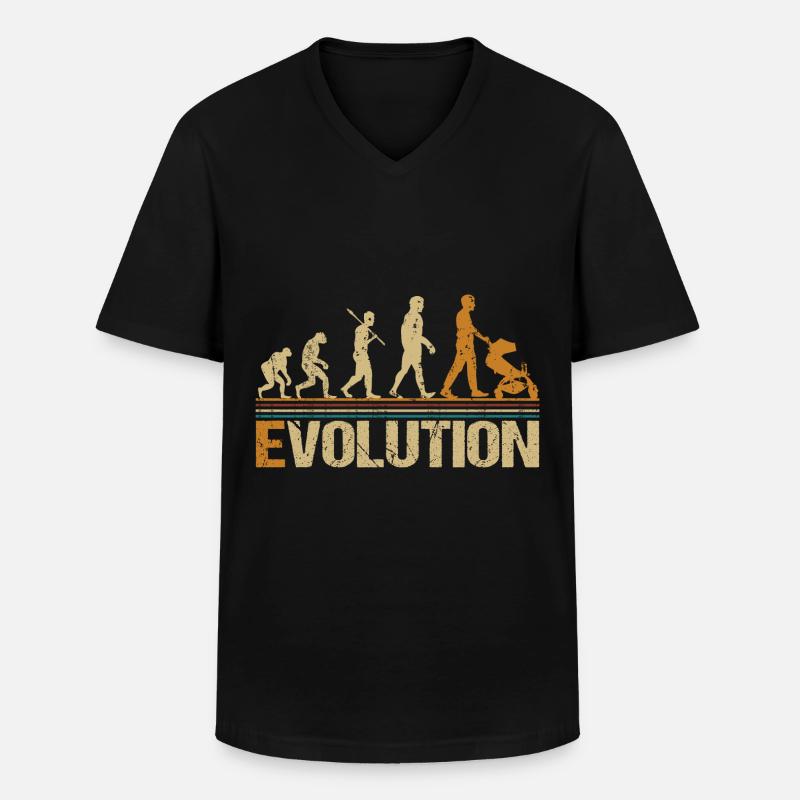 Papa Vater mit Kinderwagen Evolution - Männer-T-Shirt mit V-Ausschnitt - Schwarz