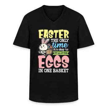 Ostern Osterhase Osternest Osterei Eiersuche - Männer-T-Shirt mit V-Ausschnitt - Schwarz - Vorne - AI Model Male 178 dark (178cm)