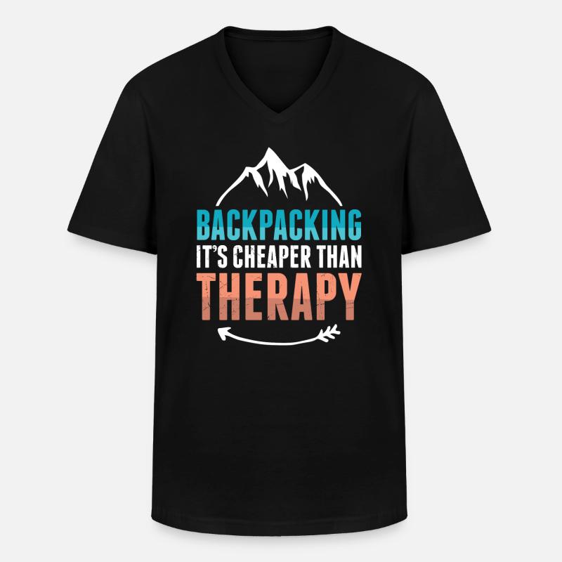 Backpacker Therapie - Männer-T-Shirt mit V-Ausschnitt - Schwarz