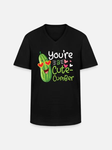 Un mignon valentine cumber disant concombre - T-shirt col V Homme - noir