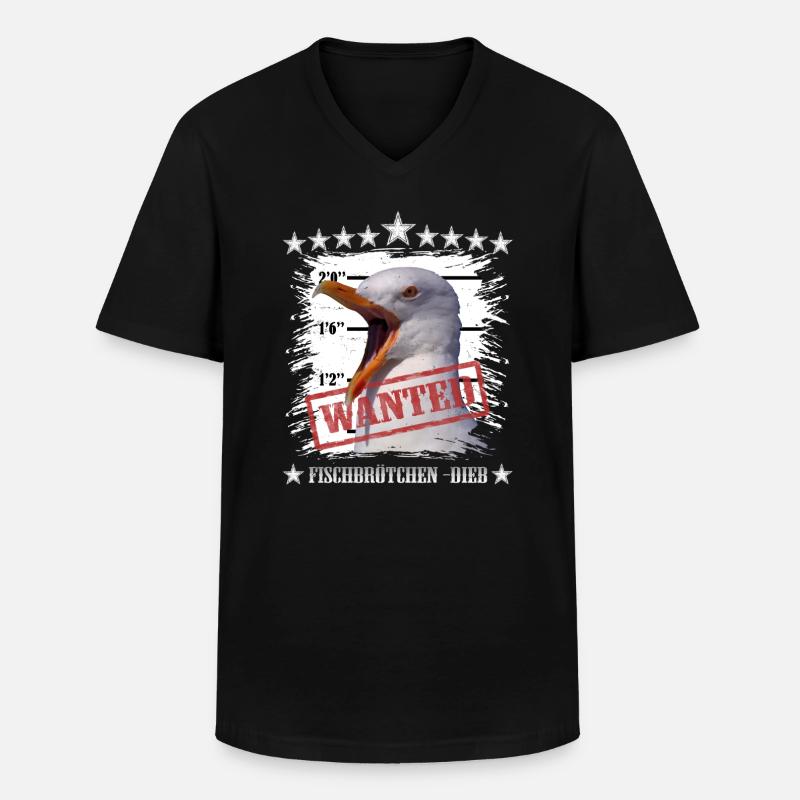 Diebische Möwe - Männer-T-Shirt mit V-Ausschnitt - Schwarz