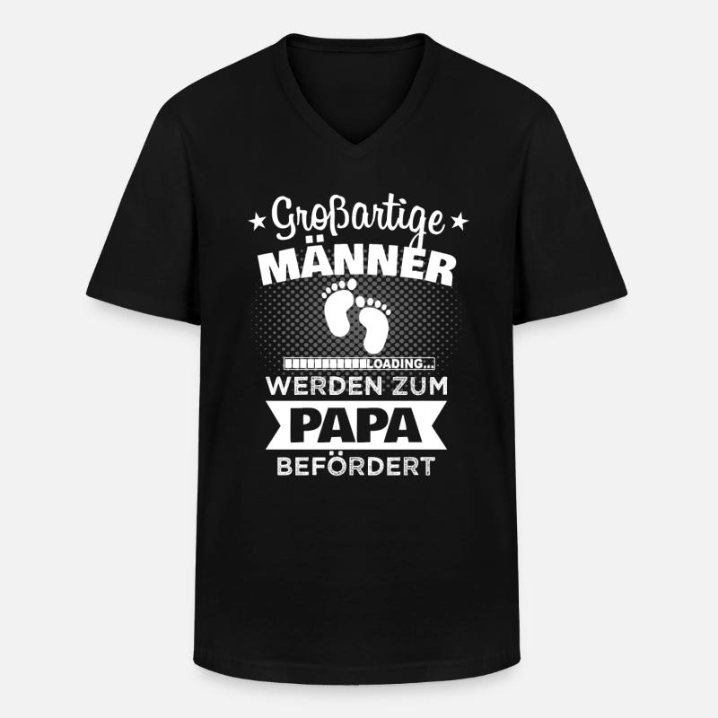Werdender Papa Baby Spruch Loading Vater Geburt - Männer-T-Shirt mit V-Ausschnitt - Schwarz