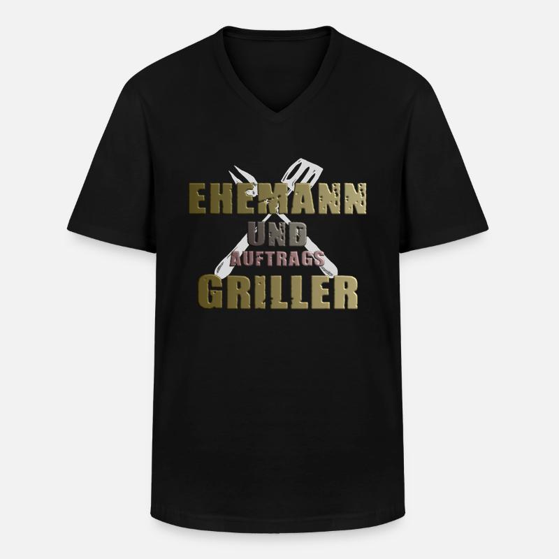 Grillshirt- Ehemann&Auftragsgriller Geschenk - Männer-T-Shirt mit V-Ausschnitt - Schwarz