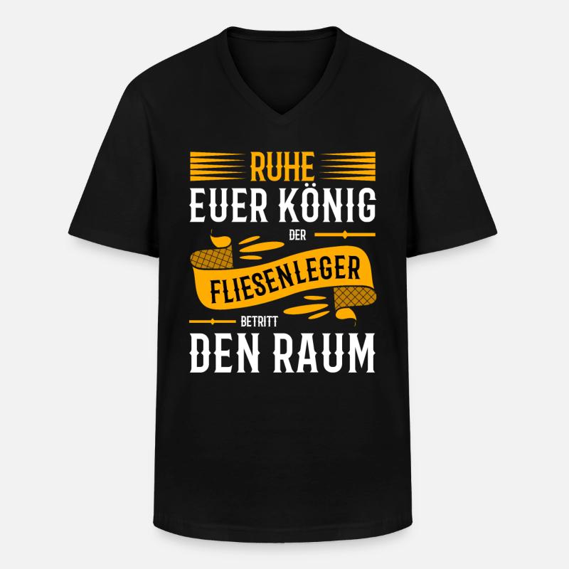 Fliesenleger Sprüche - Männer-T-Shirt mit V-Ausschnitt - Schwarz