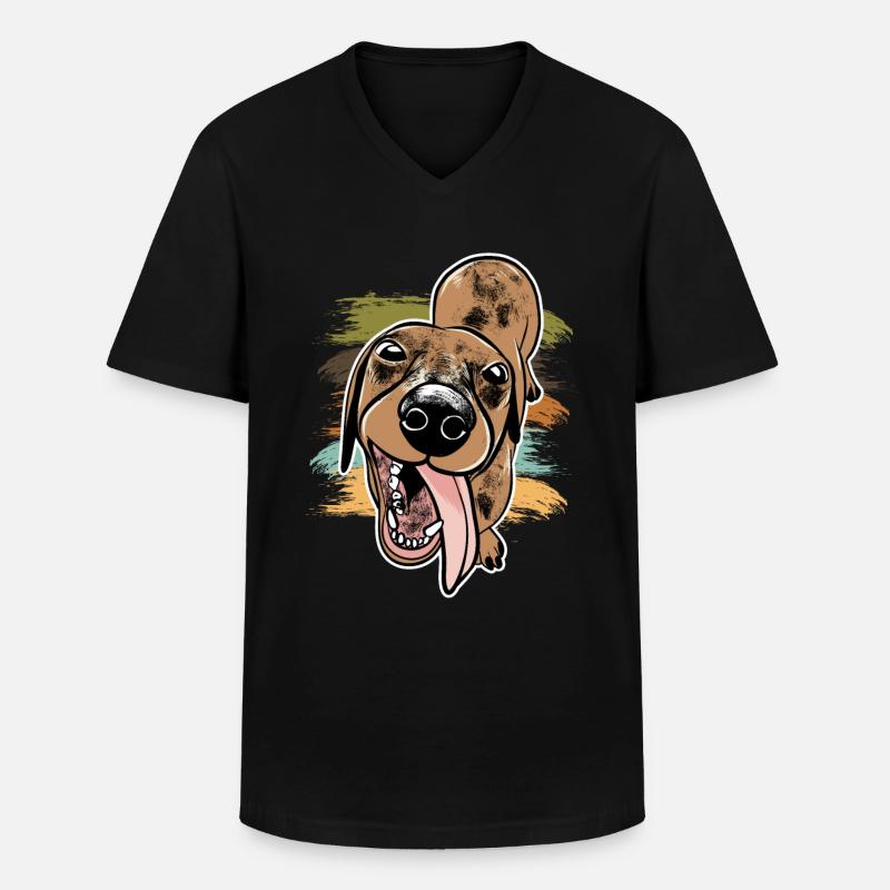 Dackel Dachshund - Männer-T-Shirt mit V-Ausschnitt - Schwarz