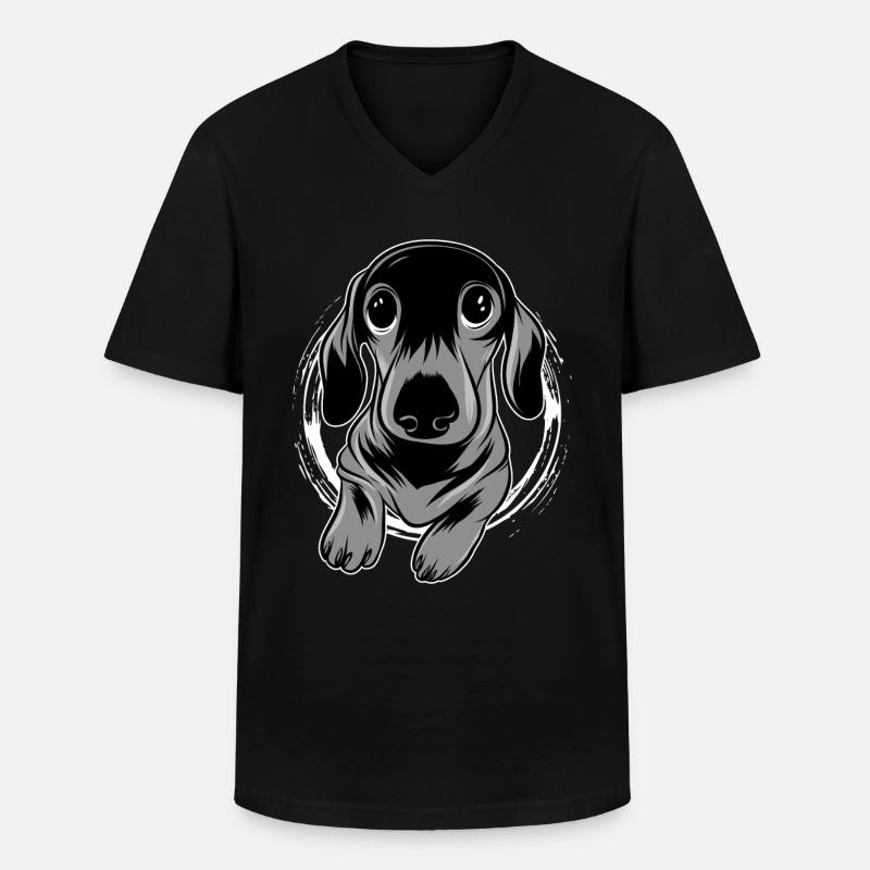 Dackel Dachshund - Männer-T-Shirt mit V-Ausschnitt - Schwarz
