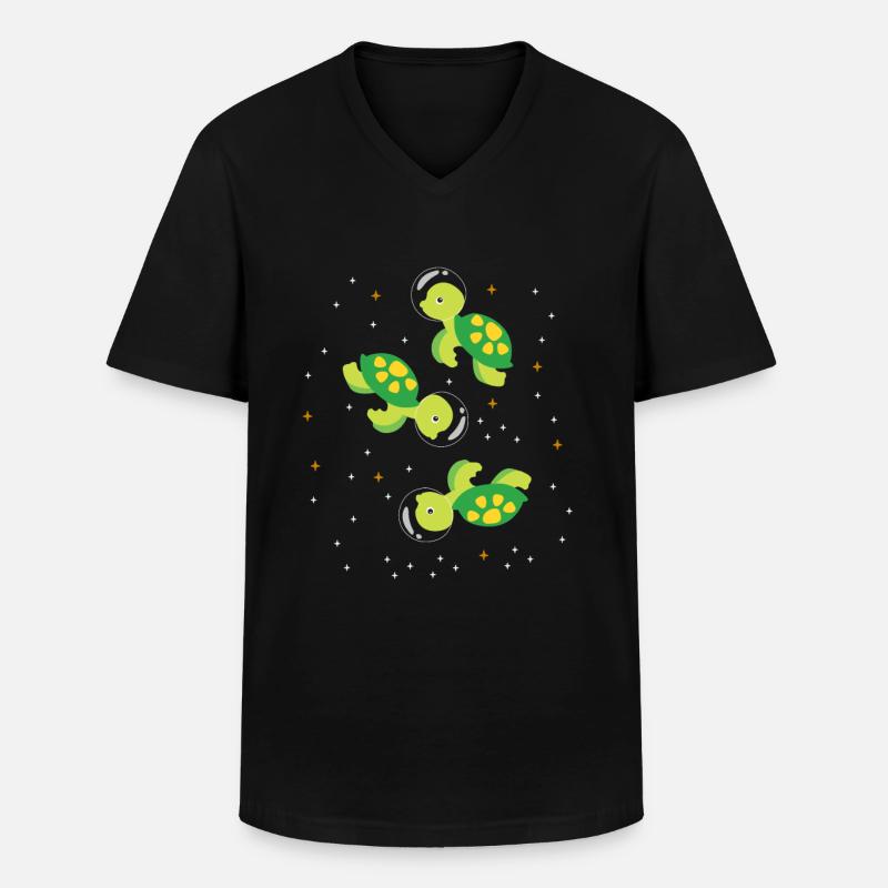 Turtle astronaut outer space - Men's V-Neck T-Shirt - black
