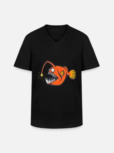 Deep sea frogfish. Scary fish - Men's V-Neck T-Shirt - black