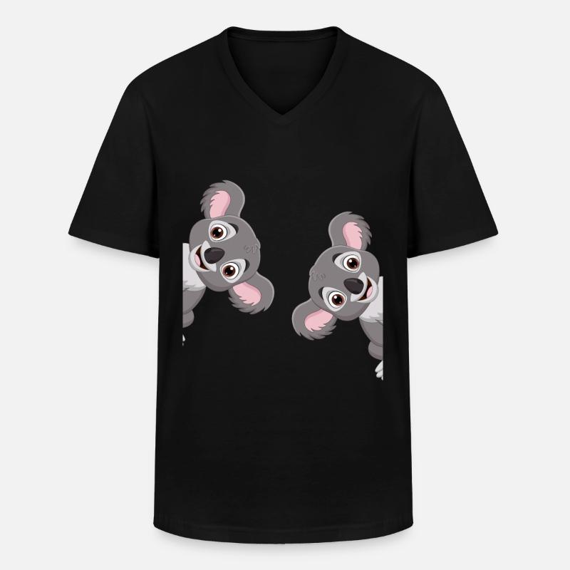 Koala - Männer-T-Shirt mit V-Ausschnitt - Schwarz