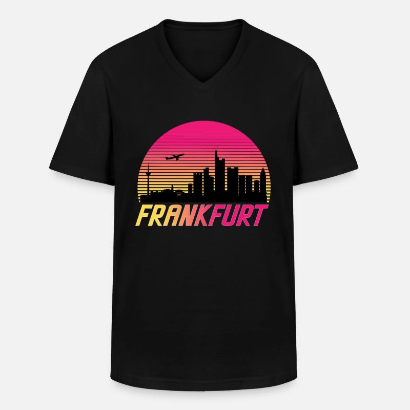 Frankfurt - Männer-T-Shirt mit V-Ausschnitt - Schwarz
