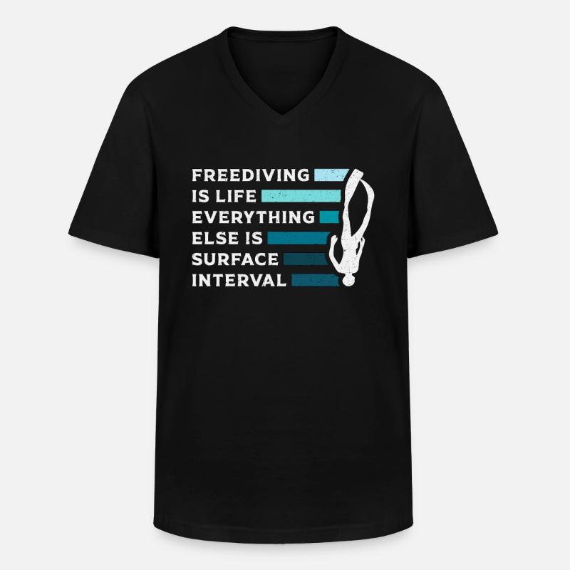 Apnoe Freitaucher Freitauchen Tauchen Geschenk - Männer-T-Shirt mit V-Ausschnitt - Schwarz