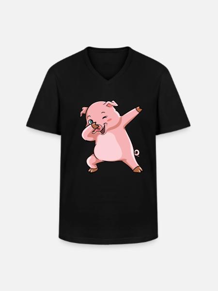 Dabbing Pig Winner Sow - Men's V-Neck T-Shirt - black