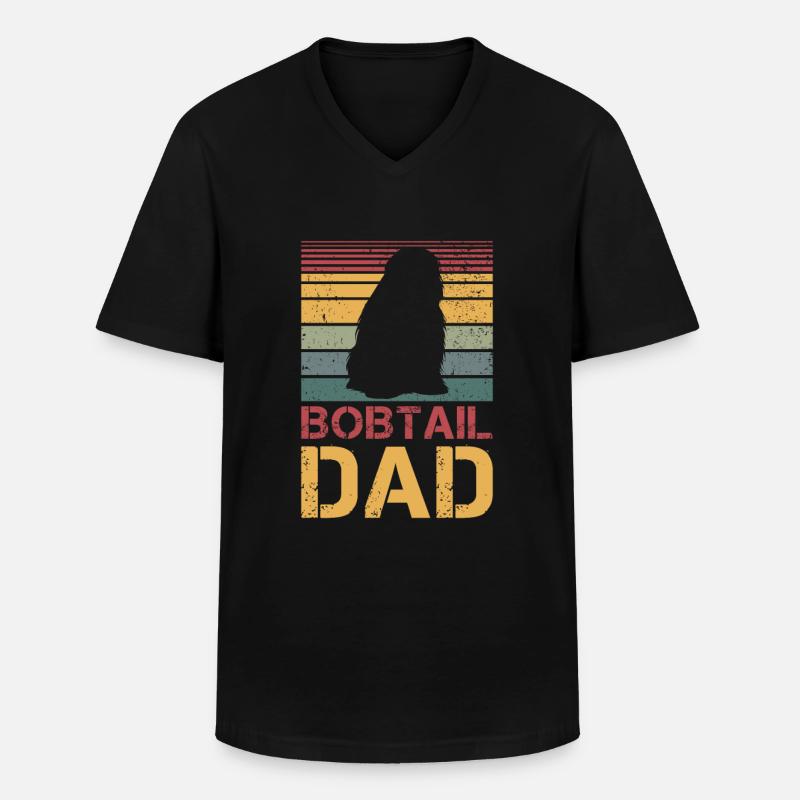 Bobtail Dad Papa - Männer-T-Shirt mit V-Ausschnitt - Schwarz