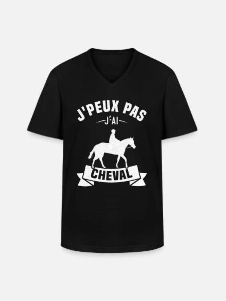 J'peux pas j'ai cheval - T-shirt col V Homme - noir
