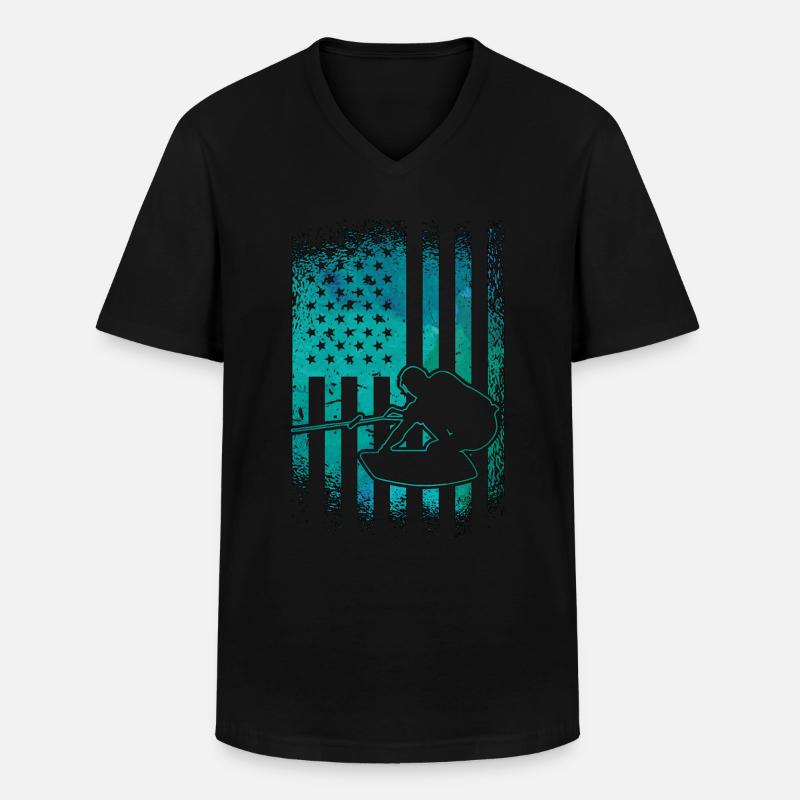 Wakeboard Wakeboarding Wakeboarder Coole Geschenk - Männer-T-Shirt mit V-Ausschnitt - Schwarz